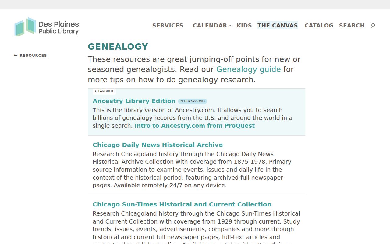 Des Plaines Public Library genealogy and local history resources for city directory research