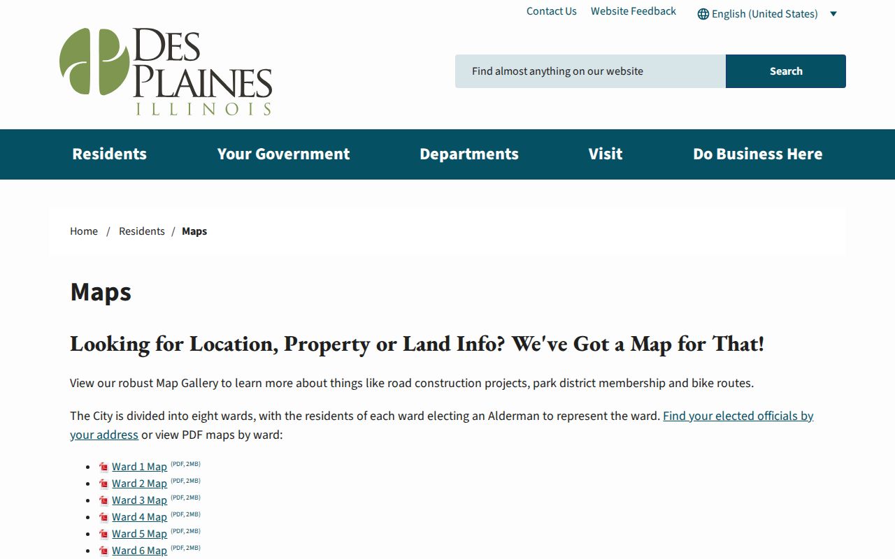 Des Plaines neighbors ward and community maps page